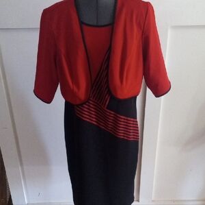 2-PC Maya Brooke Women's Zigzag Striped Jacket Dress